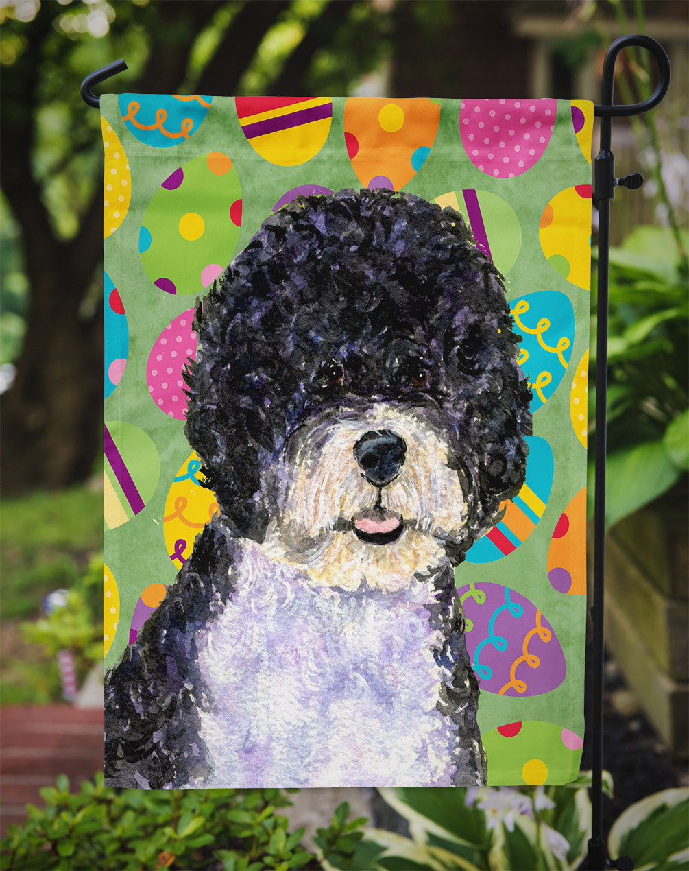Portuguese Water Dog Easter Eggtravaganza Flag Garden Size  the-store.com.