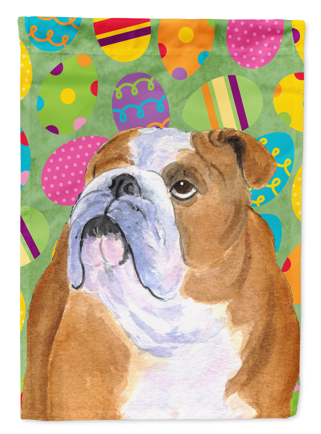 Bulldog English Easter Eggtravaganza Flag Canvas House Size  the-store.com.