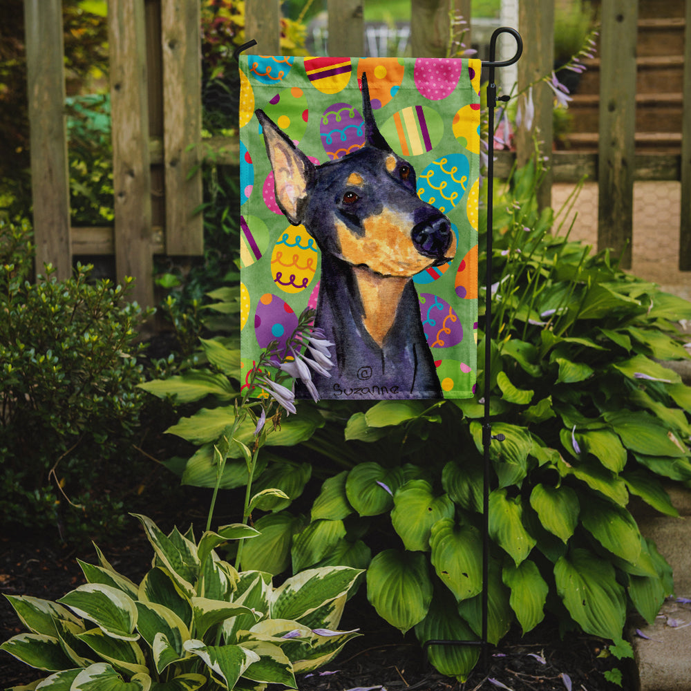 Doberman Easter Eggtravaganza Flag Garden Size  the-store.com.