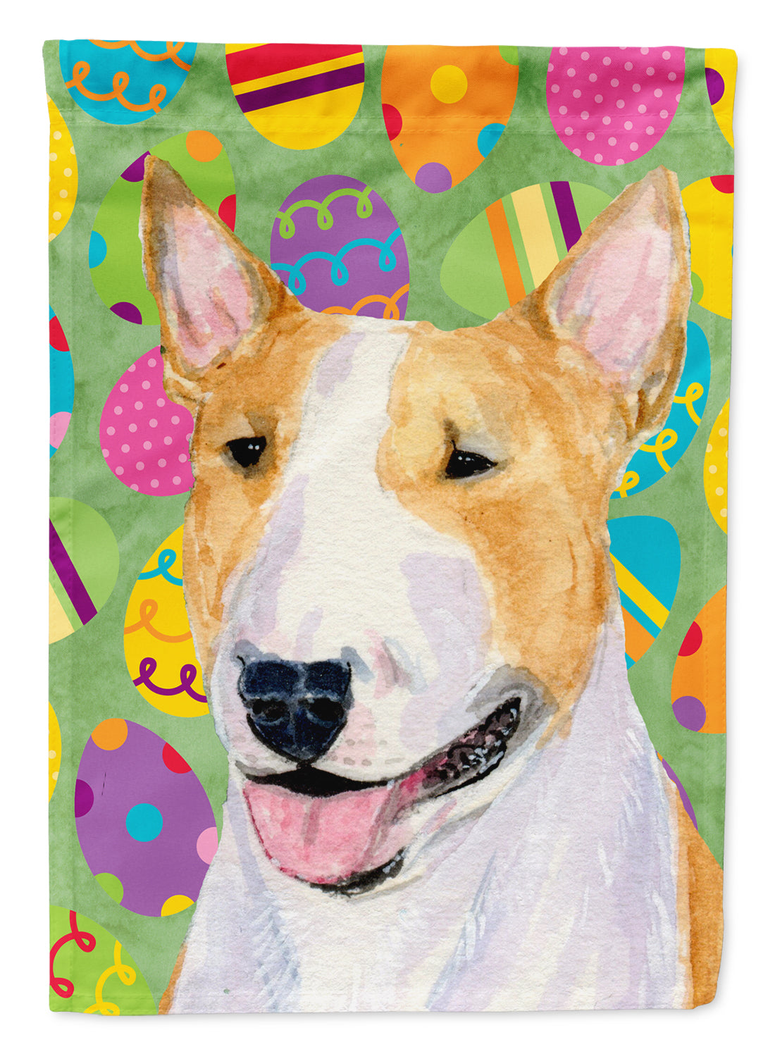 Bull Terrier Easter Eggtravaganza Flag Canvas House Size  the-store.com.