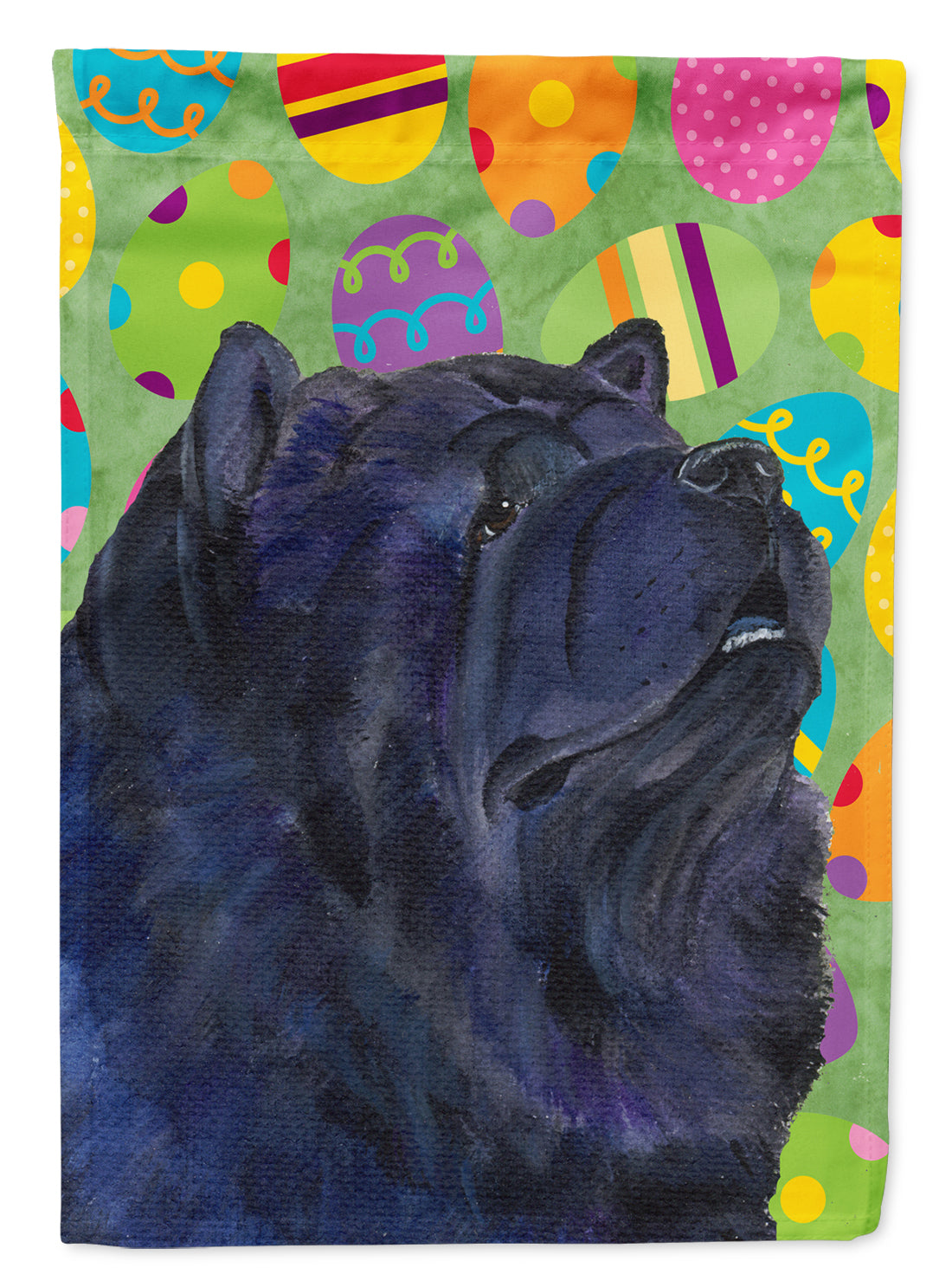 Chow Chow Easter Eggtravaganza Flag Canvas House Size  the-store.com.