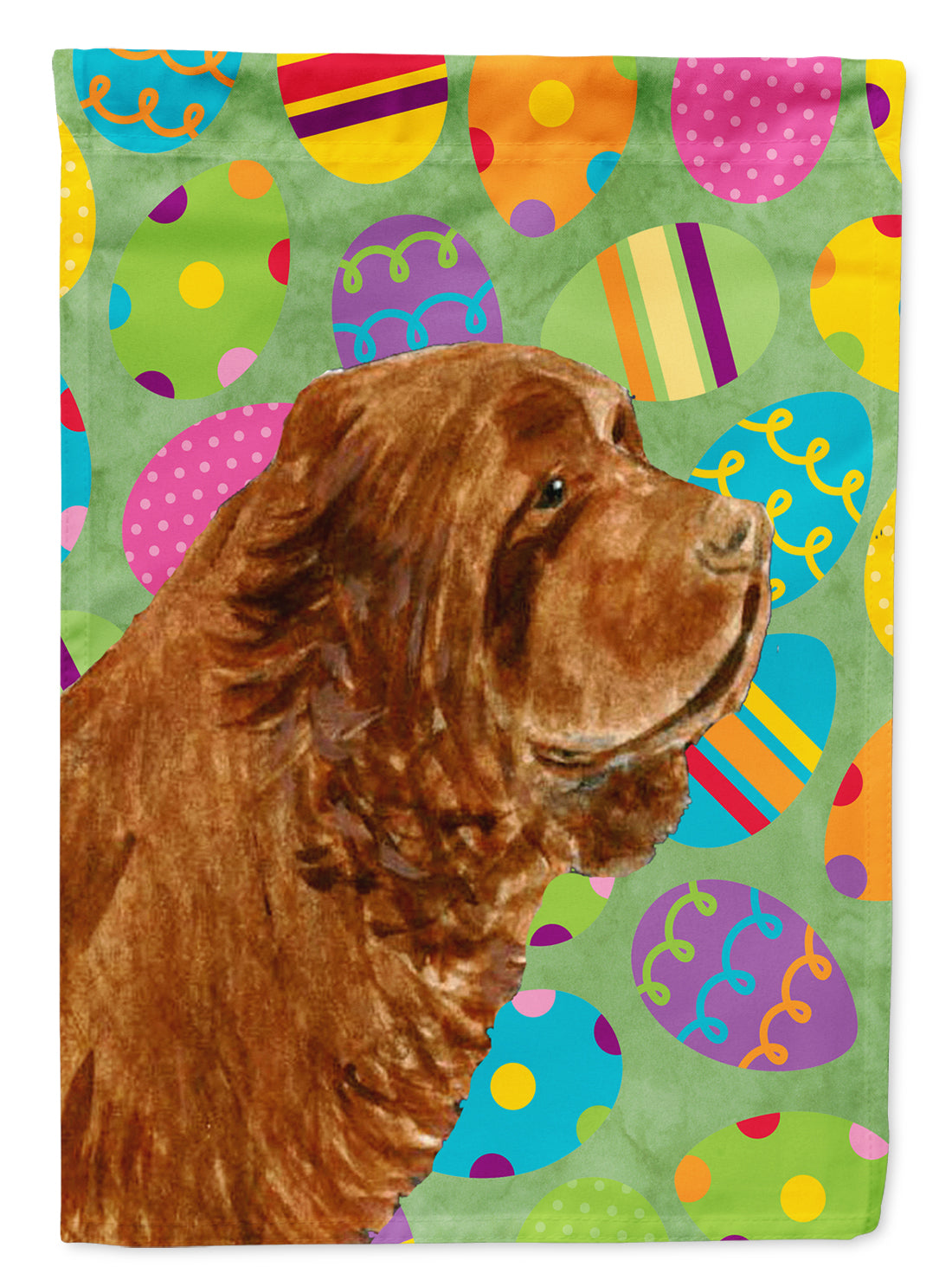 Sussex Spaniel Easter Eggtravaganza Flag Canvas House Size  the-store.com.