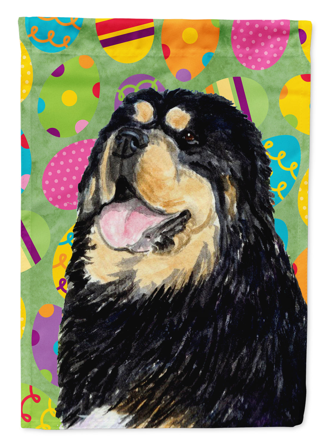 Tibetan Mastiff Easter Eggtravaganza Flag Canvas House Size  the-store.com.