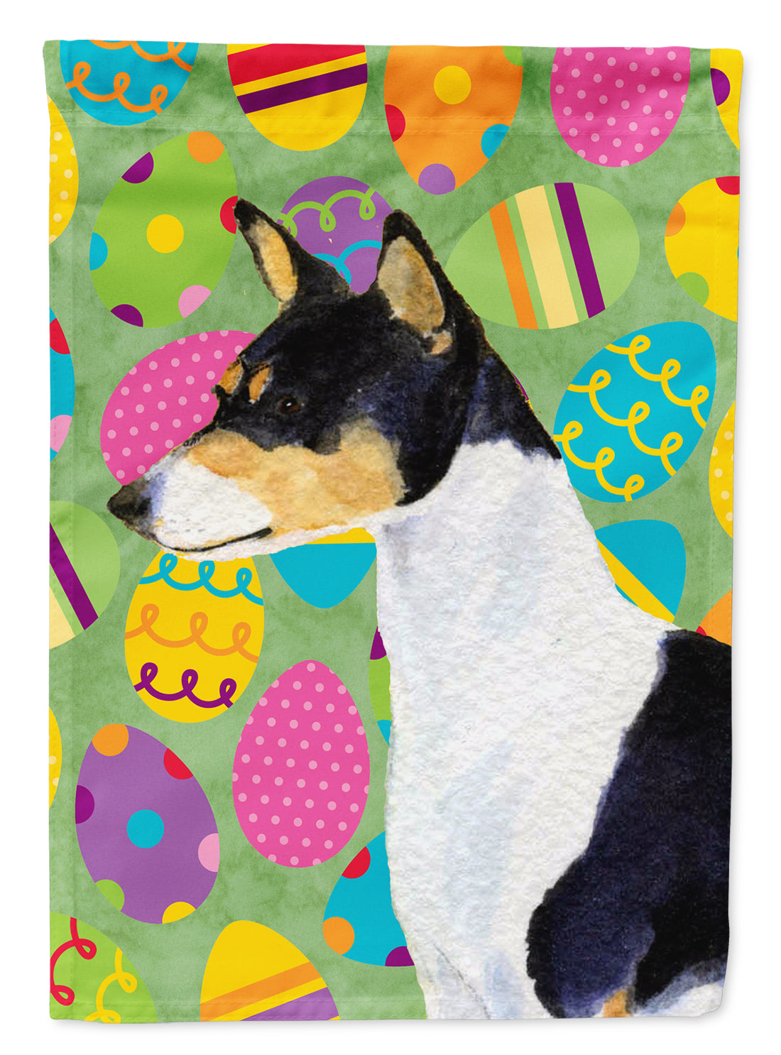 Basenji Easter Eggtravaganza Flag Garden Size  the-store.com.