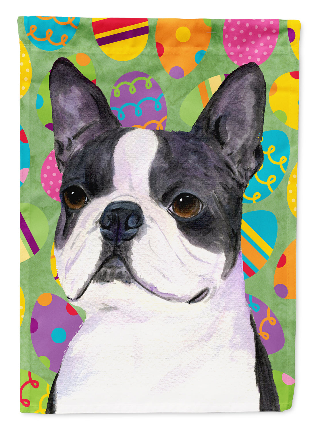 Boston Terrier Easter Eggtravaganza Flag Canvas House Size  the-store.com.