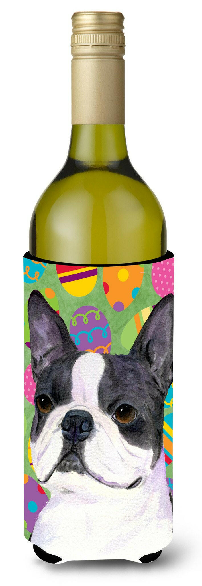 Boston Terrier Easter Eggtravaganza Wine Bottle Beverage Insulator Beverage Insulator Hugger SS4861LITERK by Caroline&#39;s Treasures