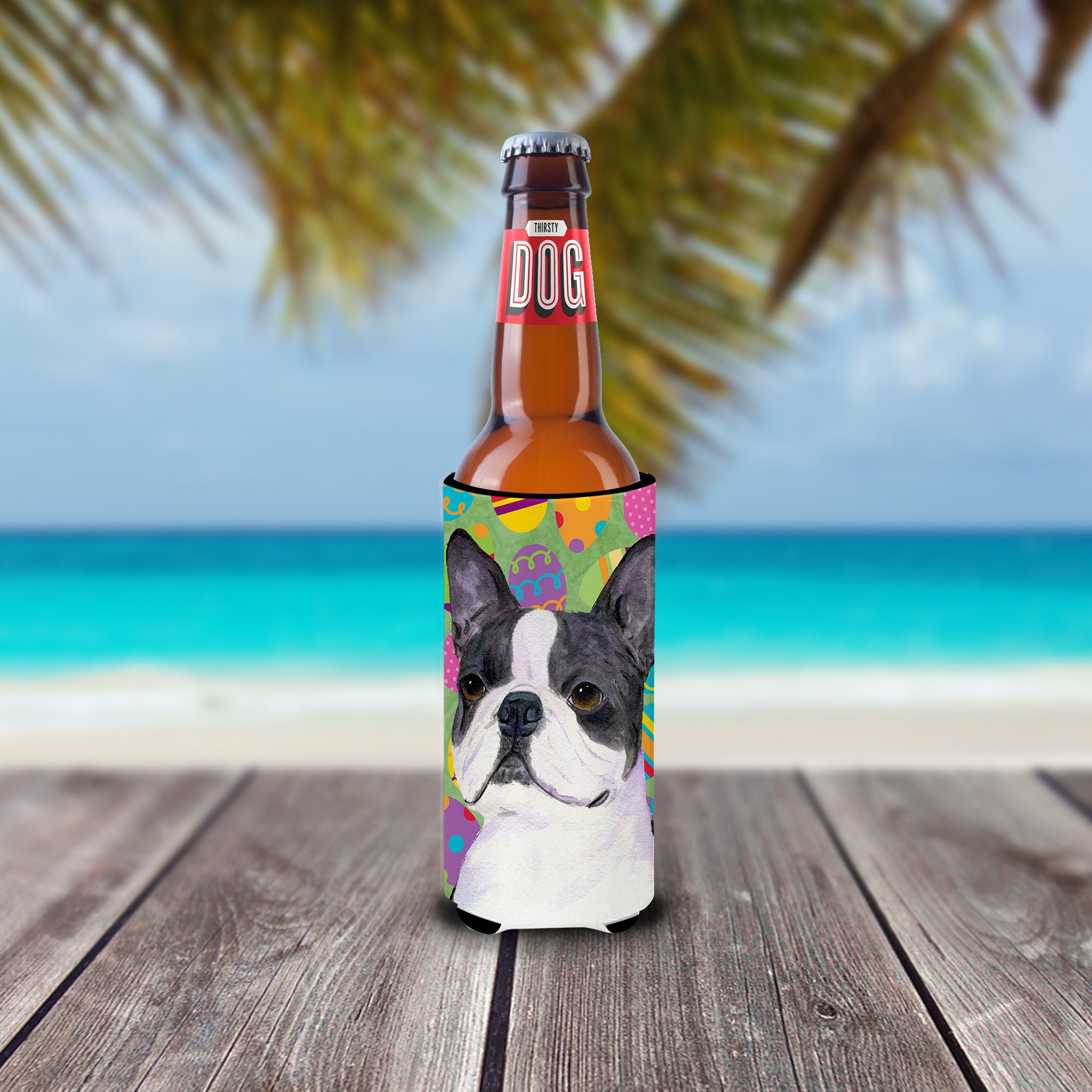 Boston Terrier Easter Eggtravaganza Ultra Beverage Insulators for slim cans SS4861MUK.