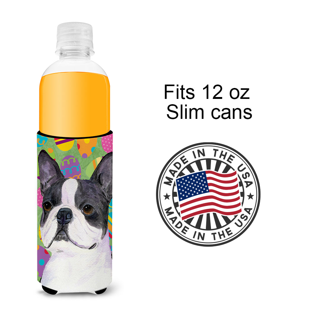 Boston Terrier Easter Eggtravaganza Ultra Beverage Insulators for slim cans SS4861MUK.