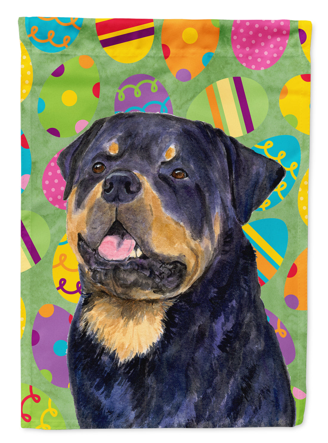 Rottweiler Easter Eggtravaganza Flag Canvas House Size  the-store.com.