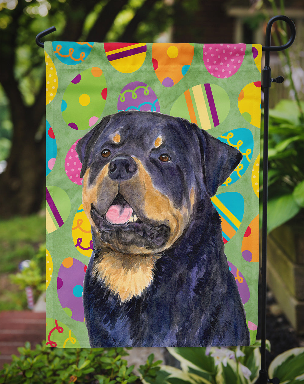 Rottweiler Easter Eggtravaganza Flag Garden Size  the-store.com.