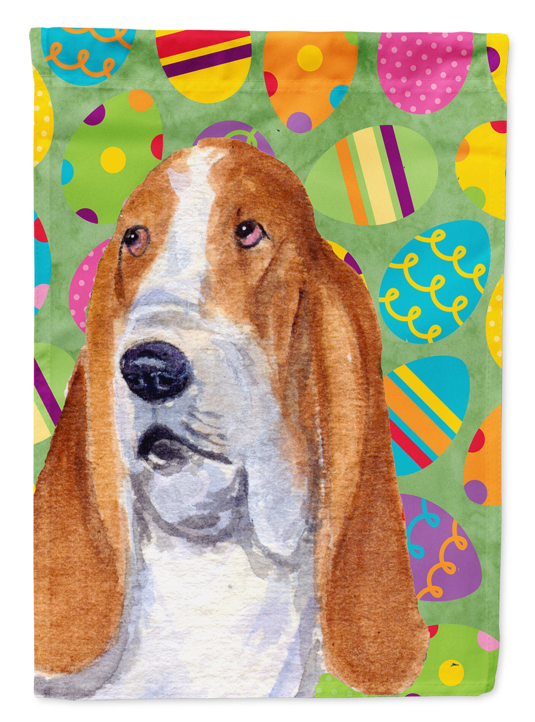 Basset Hound Easter Eggtravaganza Flag Canvas House Size  the-store.com.