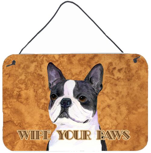 Boston Terrier Wipe your Paws Aluminium Metal Wall or Door Hanging Prints by Caroline&#39;s Treasures