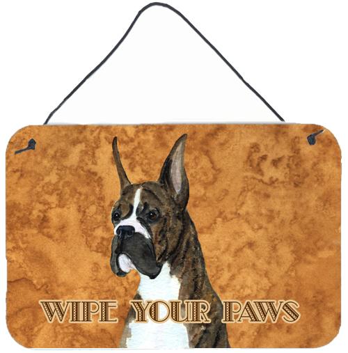 Brindle Boxer Wipe your Paws Aluminium Metal Wall or Door Hanging Prints by Caroline's Treasures