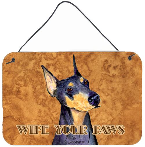 Black and Tan Doberman Wipe your Paws Wall or Door Hanging Prints by Caroline&#39;s Treasures