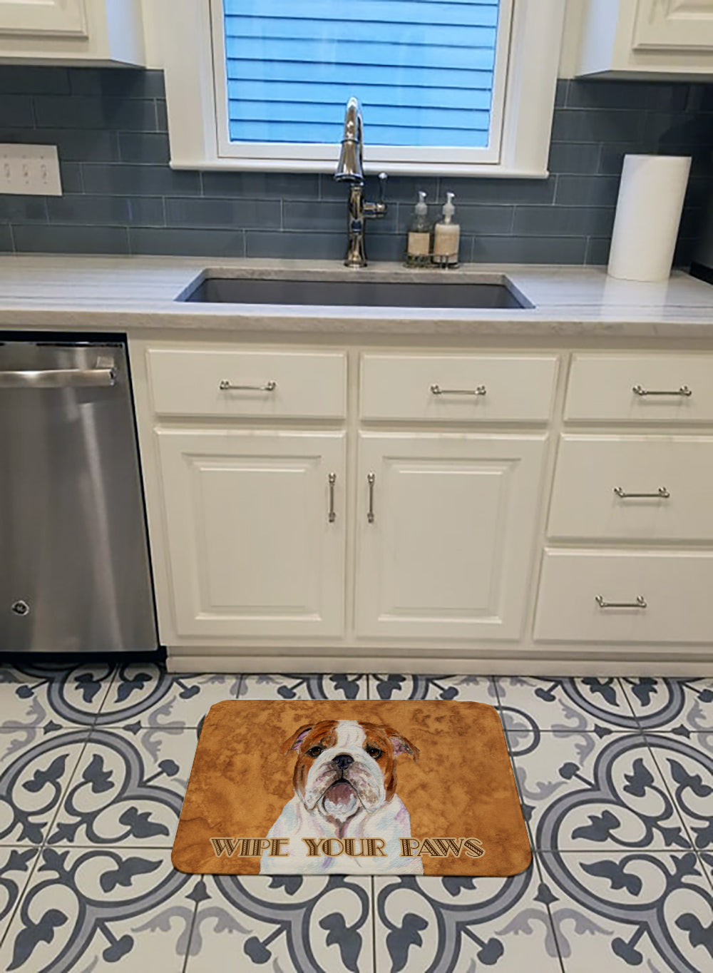 Bulldog English Wipe your Paws Machine Washable Memory Foam Mat SS4896RUG - the-store.com