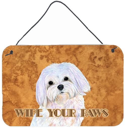 Puppy Cut Maltese Wipe your Paws Aluminium Metal Wall or Door Hanging Prints by Caroline&#39;s Treasures