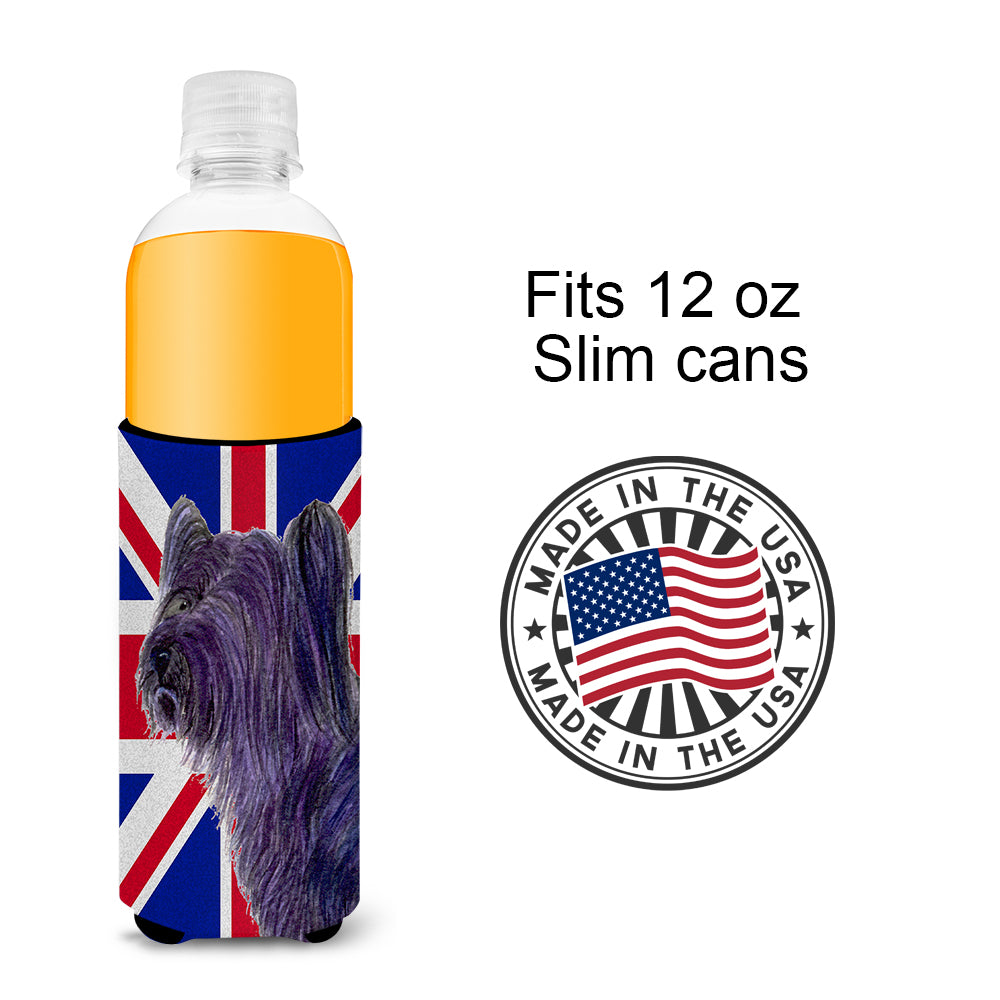 Skye Terrier with English Union Jack British Flag Ultra Beverage Insulators for slim cans SS4905MUK.