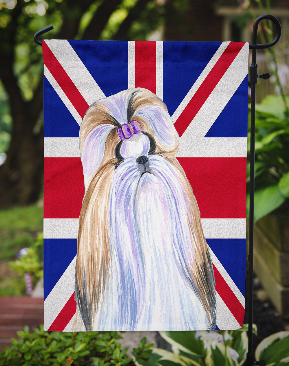 Shih Tzu with English Union Jack British Flag Flag Garden Size SS4907GF  the-store.com.