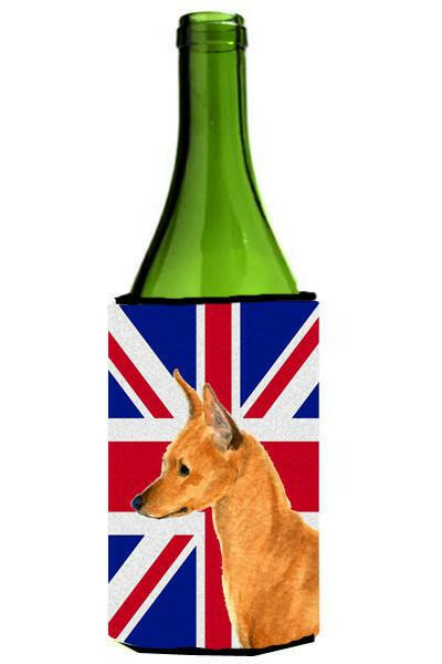 Min Pin with English Union Jack British Flag Wine Bottle Beverage Insulator Hugger SS4908LITERK by Caroline's Treasures