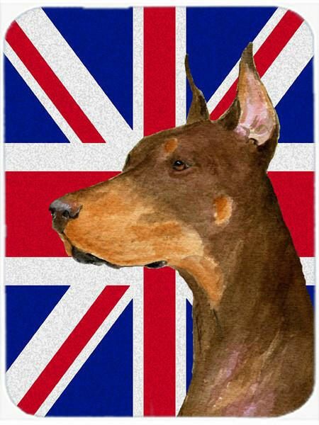 Doberman with English Union Jack British Flag Glass Cutting Board Large Size SS4910LCB by Caroline's Treasures