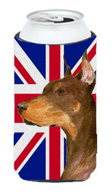 Doberman with English Union Jack British Flag Tall Boy Beverage Insulator Hugger SS4910TBC by Caroline&#39;s Treasures