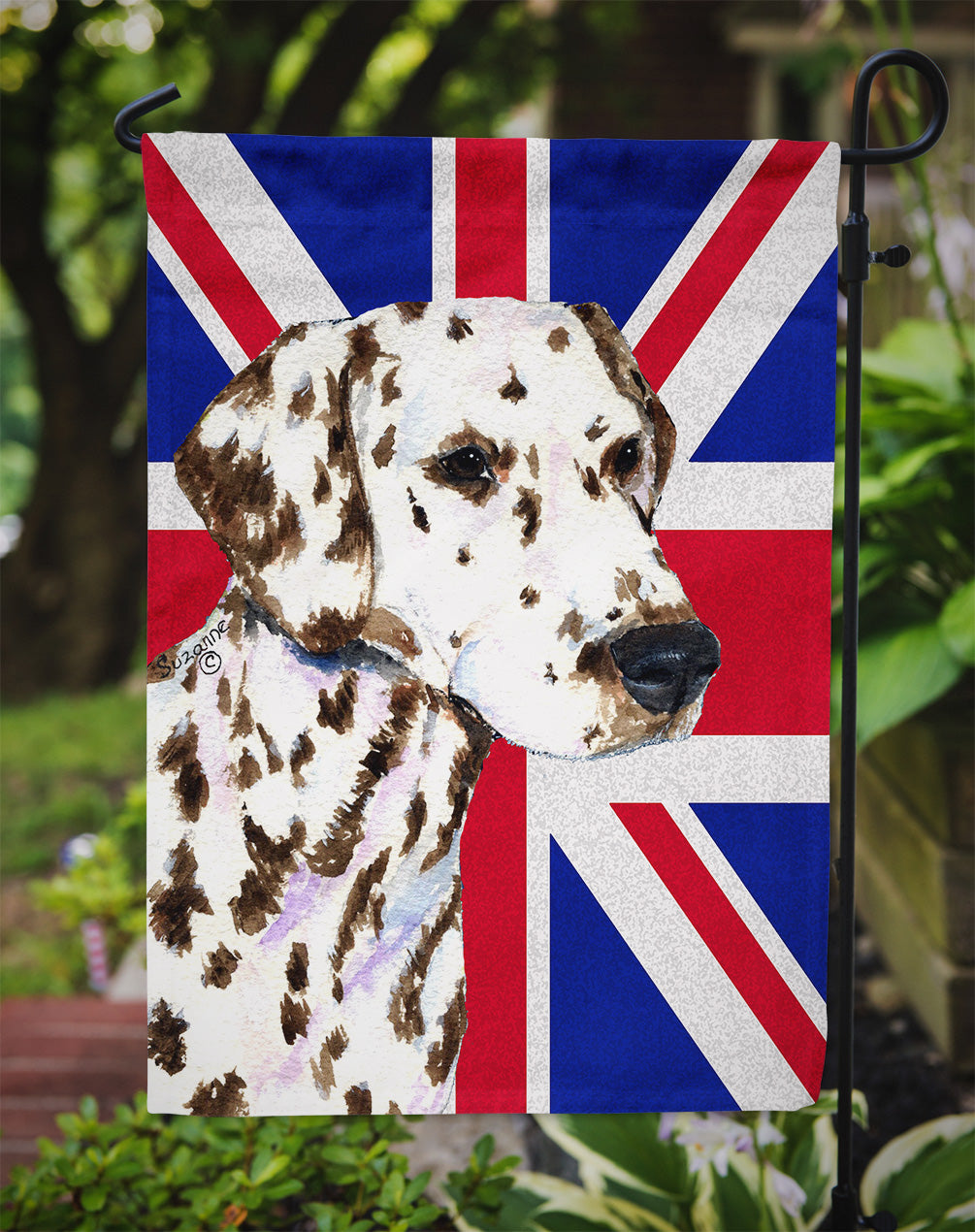 Dalmatian with English Union Jack British Flag Flag Garden Size  the-store.com.