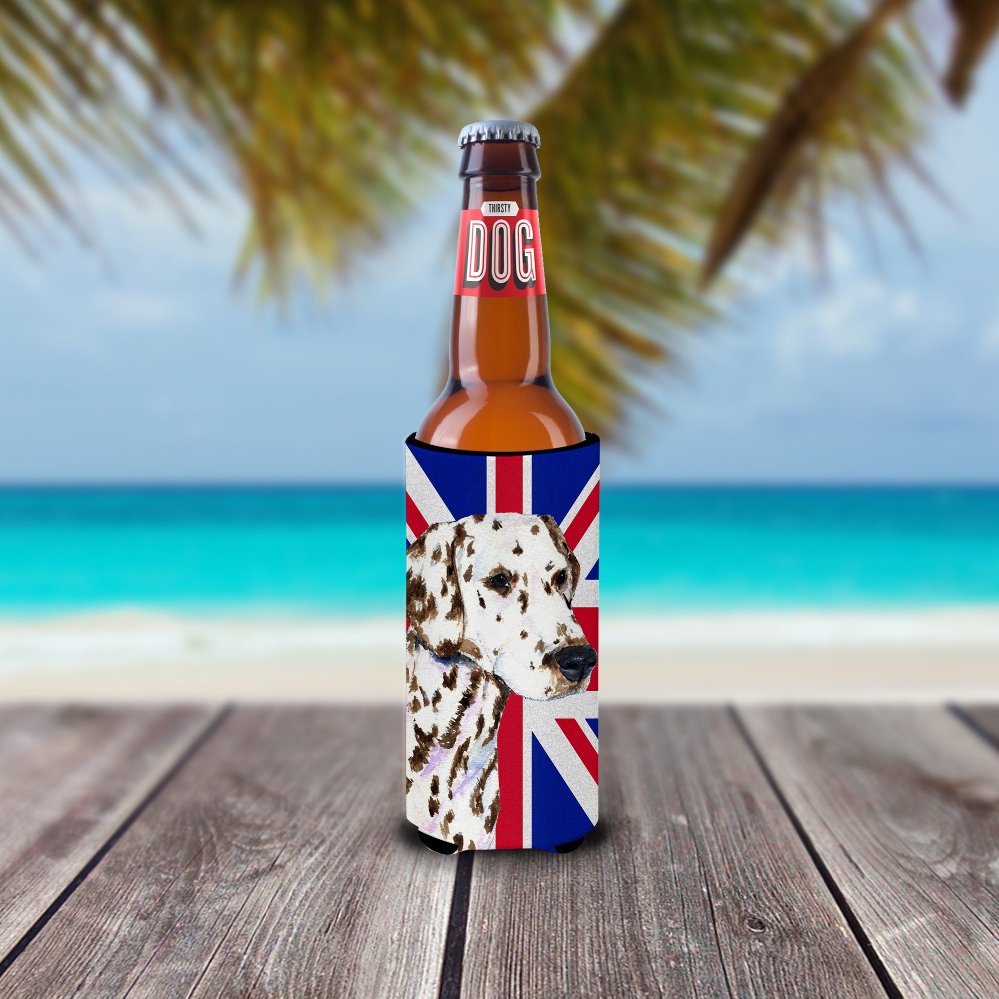 Dalmatian with English Union Jack British Flag Ultra Beverage Insulators for slim cans SS4911MUK.