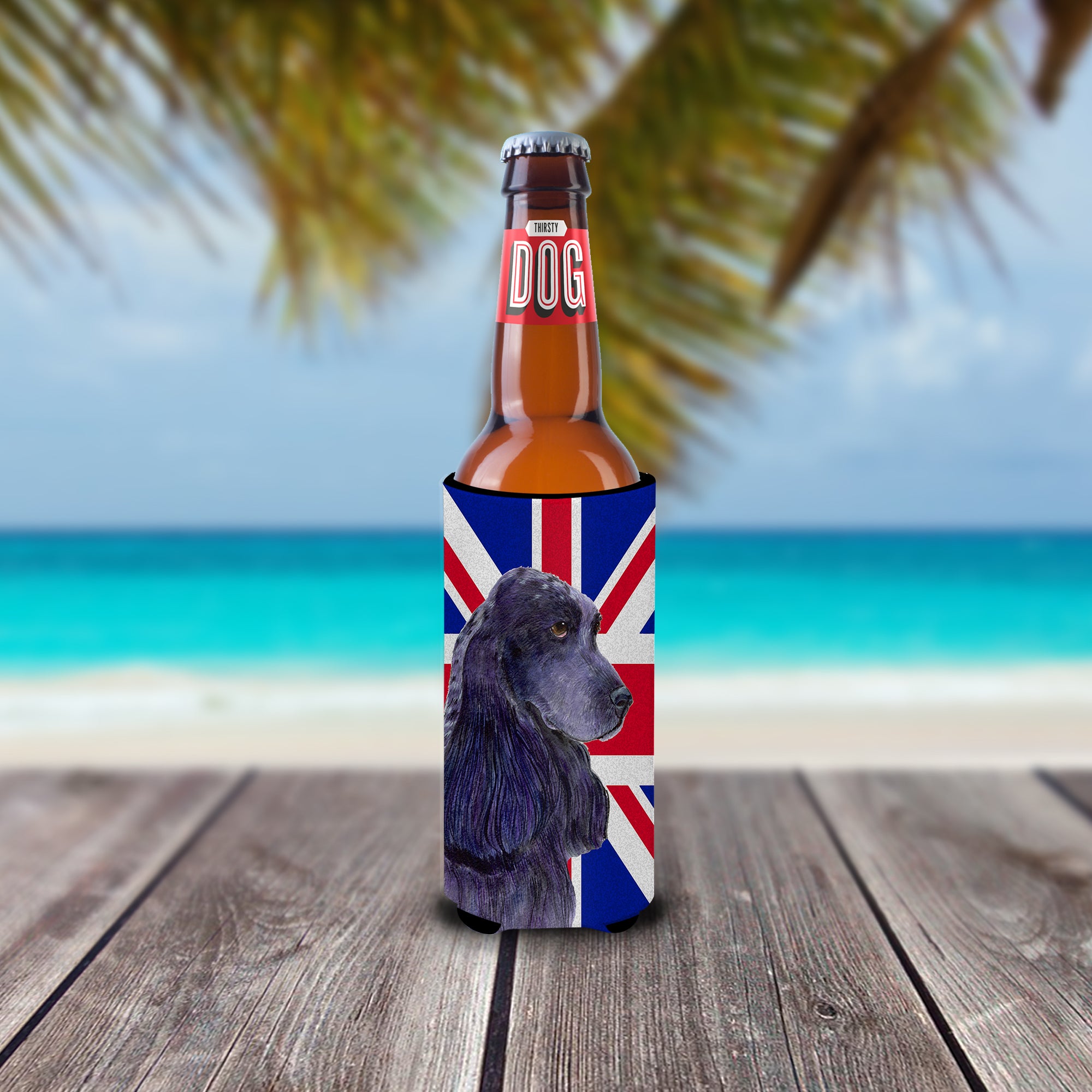 Cocker Spaniel with English Union Jack British Flag Ultra Beverage Insulators for slim cans SS4913MUK.