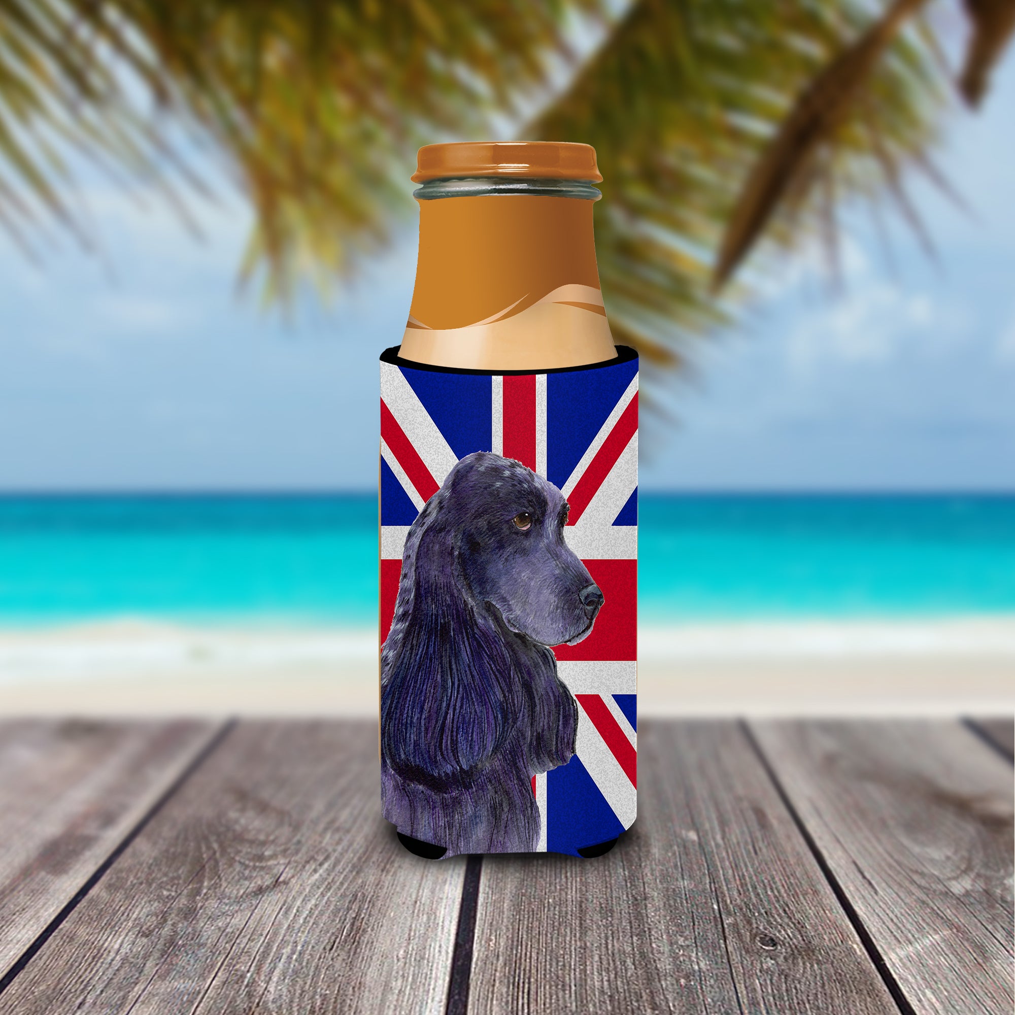 Cocker Spaniel with English Union Jack British Flag Ultra Beverage Insulators for slim cans SS4913MUK.