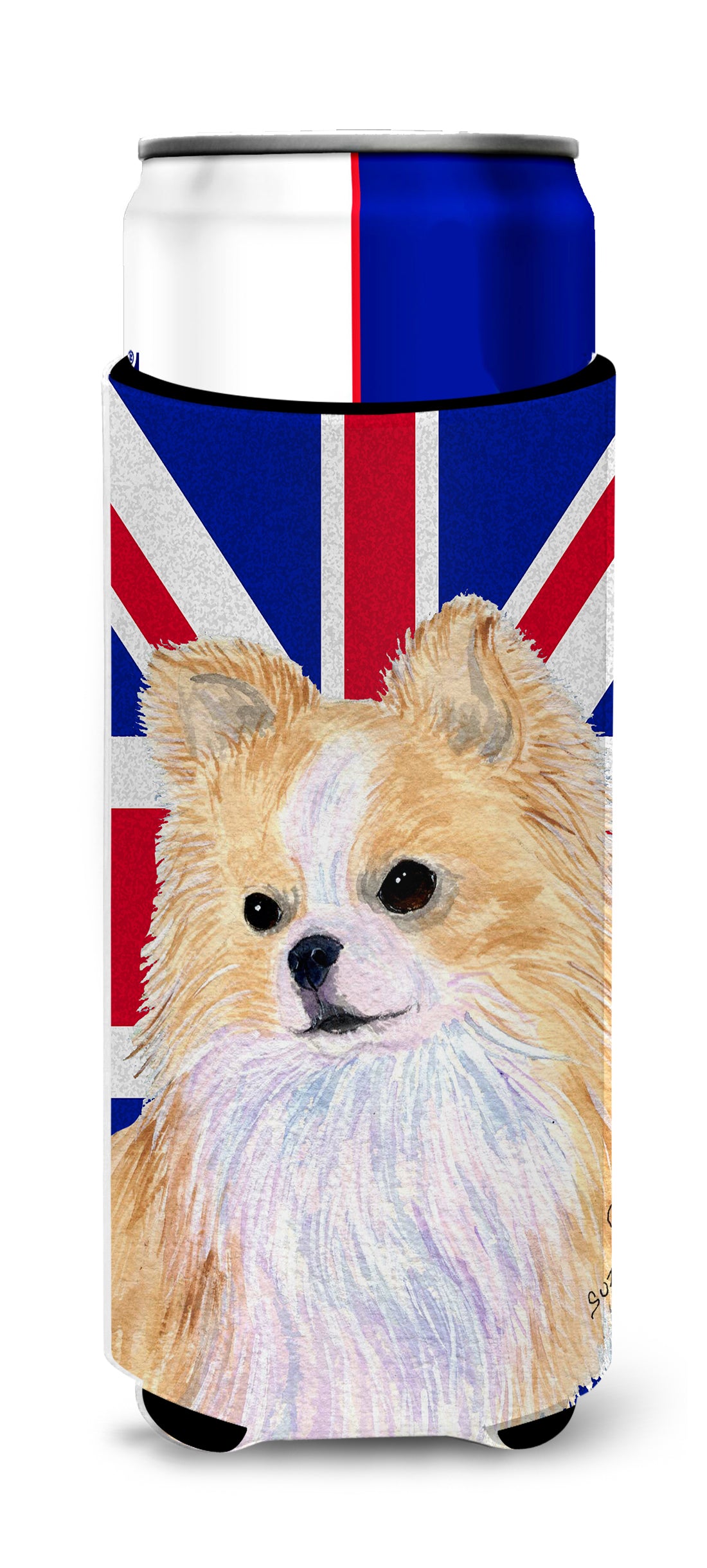 Chihuahua with English Union Jack British Flag Ultra Beverage Insulators for slim cans SS4915MUK.