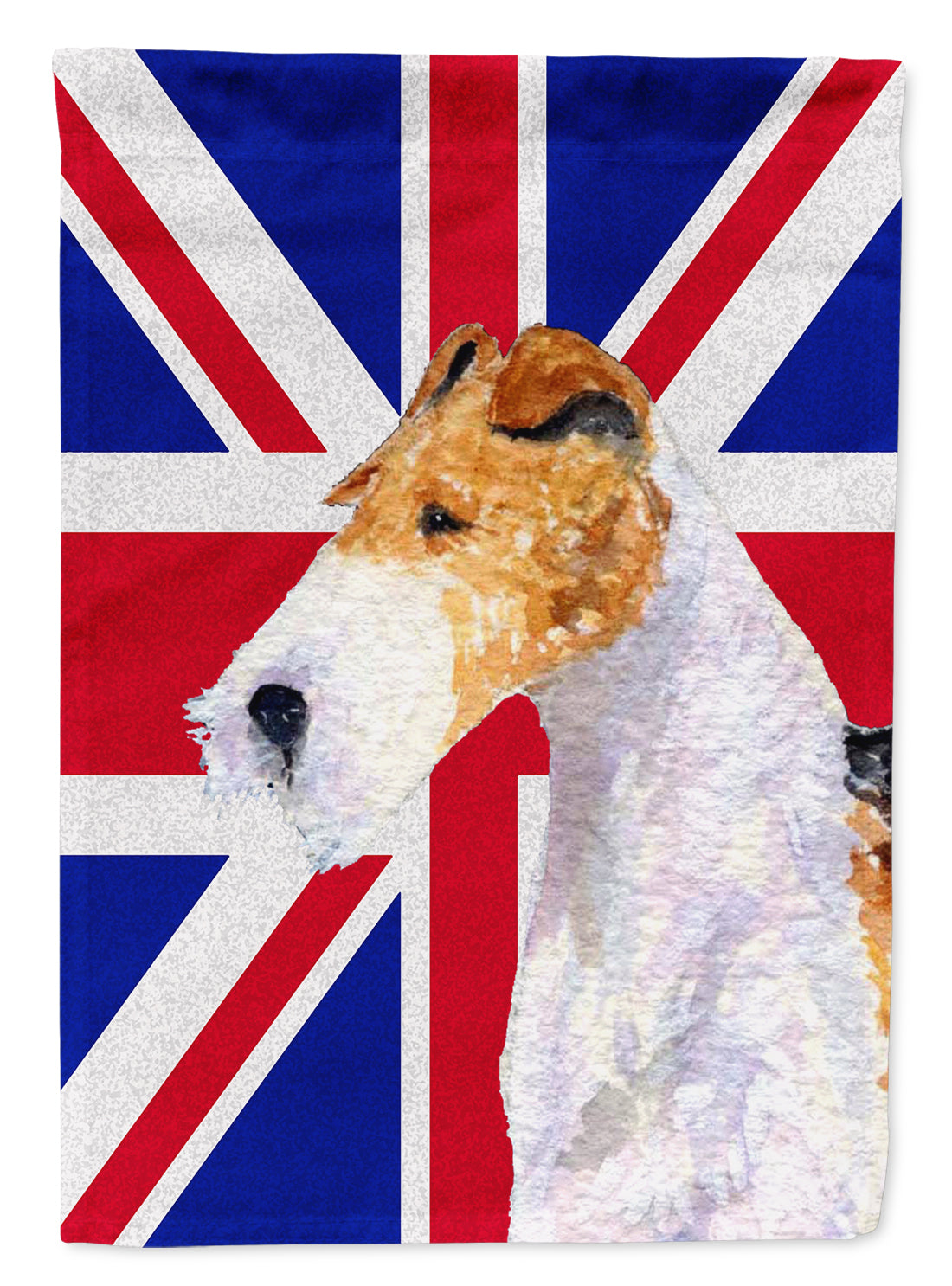 Fox Terrier with English Union Jack British Flag Flag Canvas House Size SS4920CHF  the-store.com.