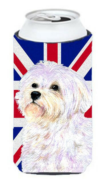 Maltese with English Union Jack British Flag Tall Boy Beverage Insulator Hugger SS4923TBC by Caroline's Treasures