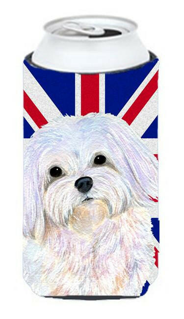 Maltese with English Union Jack British Flag Tall Boy Beverage Insulator Hugger SS4924TBC by Caroline's Treasures