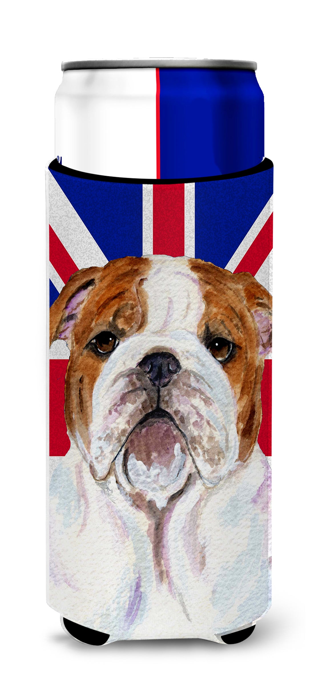 English Bulldog with English Union Jack British Flag Ultra Beverage Insulators for slim cans SS4926MUK.