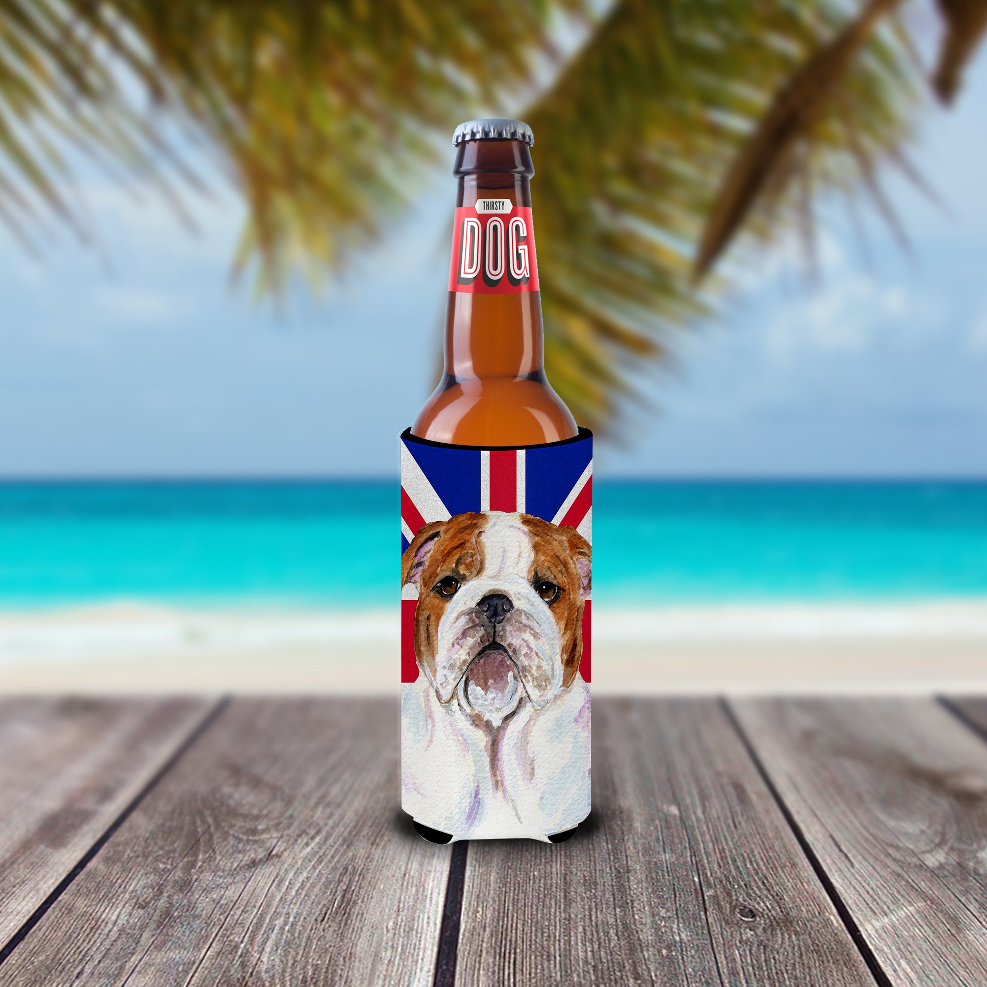 English Bulldog with English Union Jack British Flag Ultra Beverage Insulators for slim cans SS4926MUK.
