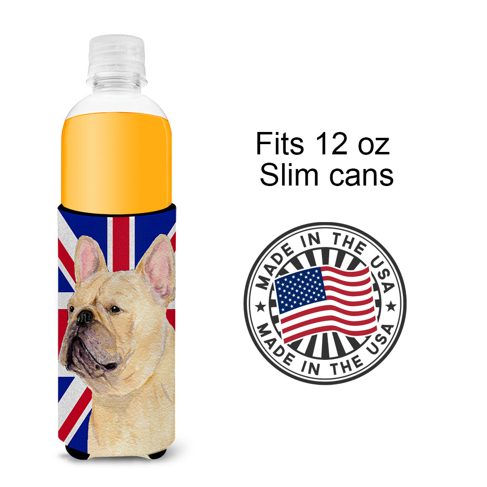 French Bulldog with English Union Jack British Flag Ultra Beverage Insulators for slim cans SS4927MUK.