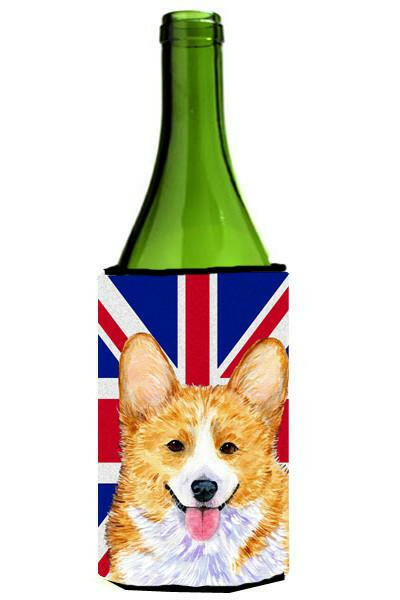 Corgi with English Union Jack British Flag Wine Bottle Beverage Insulator Hugger SS4928LITERK by Caroline's Treasures