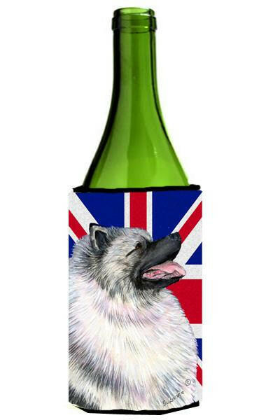 Keeshond with English Union Jack British Flag Wine Bottle Beverage Insulator Hugger SS4930LITERK by Caroline's Treasures