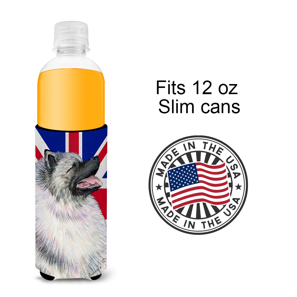 Keeshond with English Union Jack British Flag Ultra Beverage Insulators for slim cans SS4930MUK.