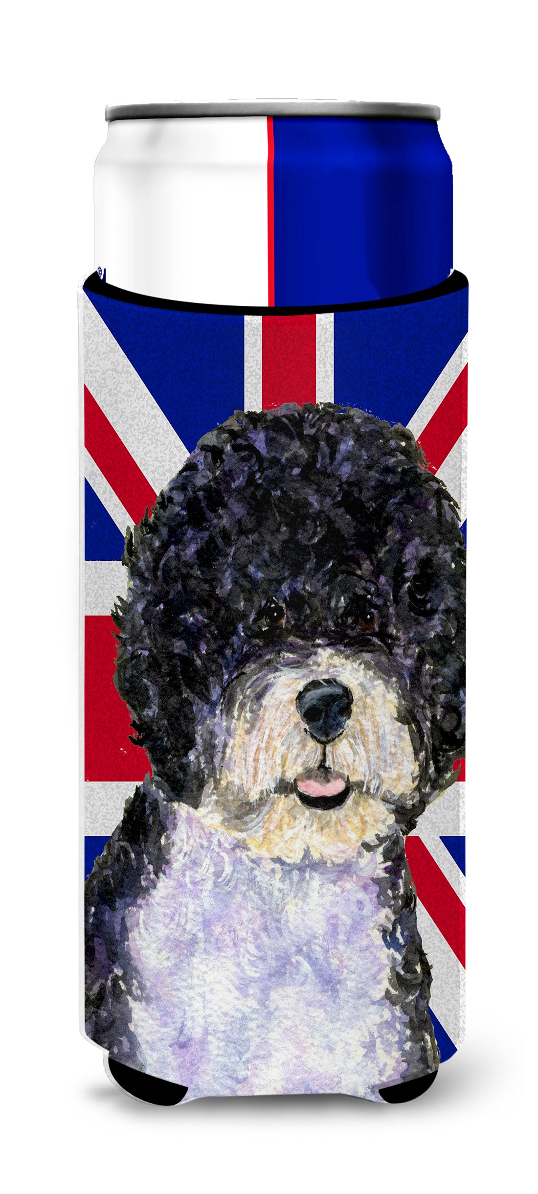 Portuguese Water Dog with English Union Jack British Flag Ultra Beverage Insulators for slim cans SS4932MUK.