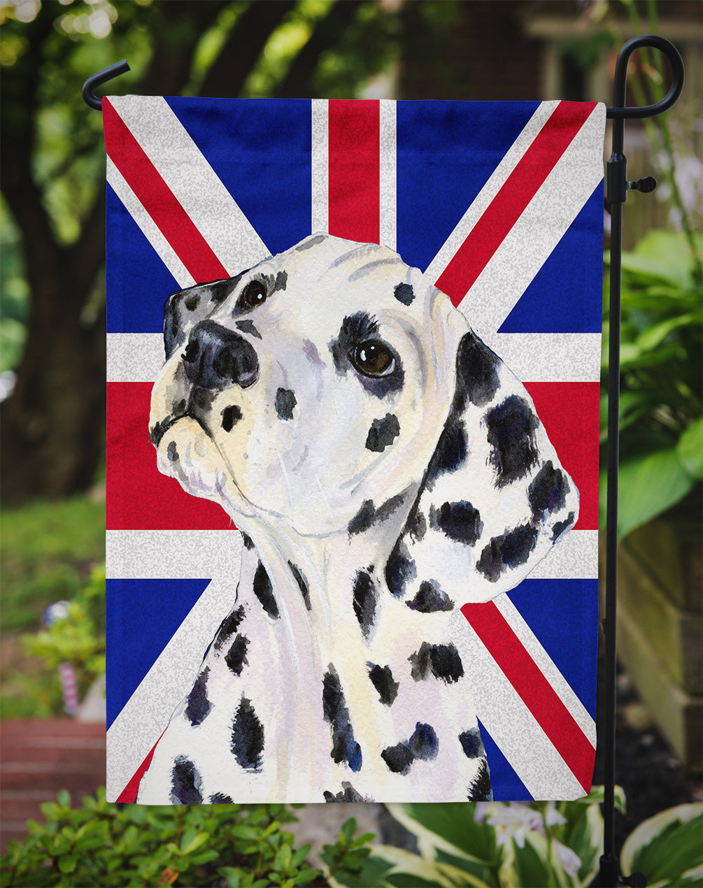 Dalmatian with English Union Jack British Flag Flag Garden Size  the-store.com.