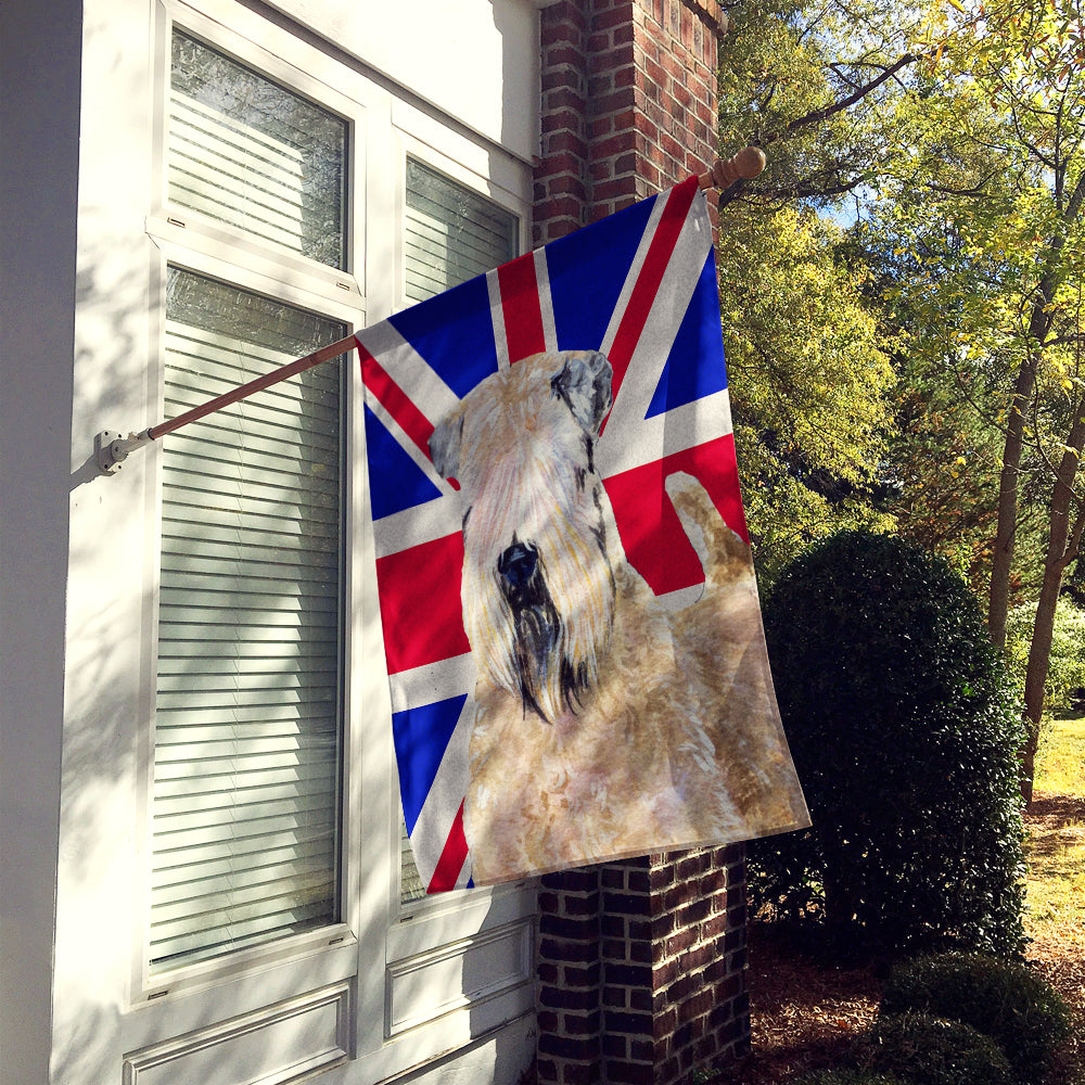 Wheaten Terrier Soft Coated with English Union Jack British Flag Flag Canvas House Size SS4935CHF  the-store.com.