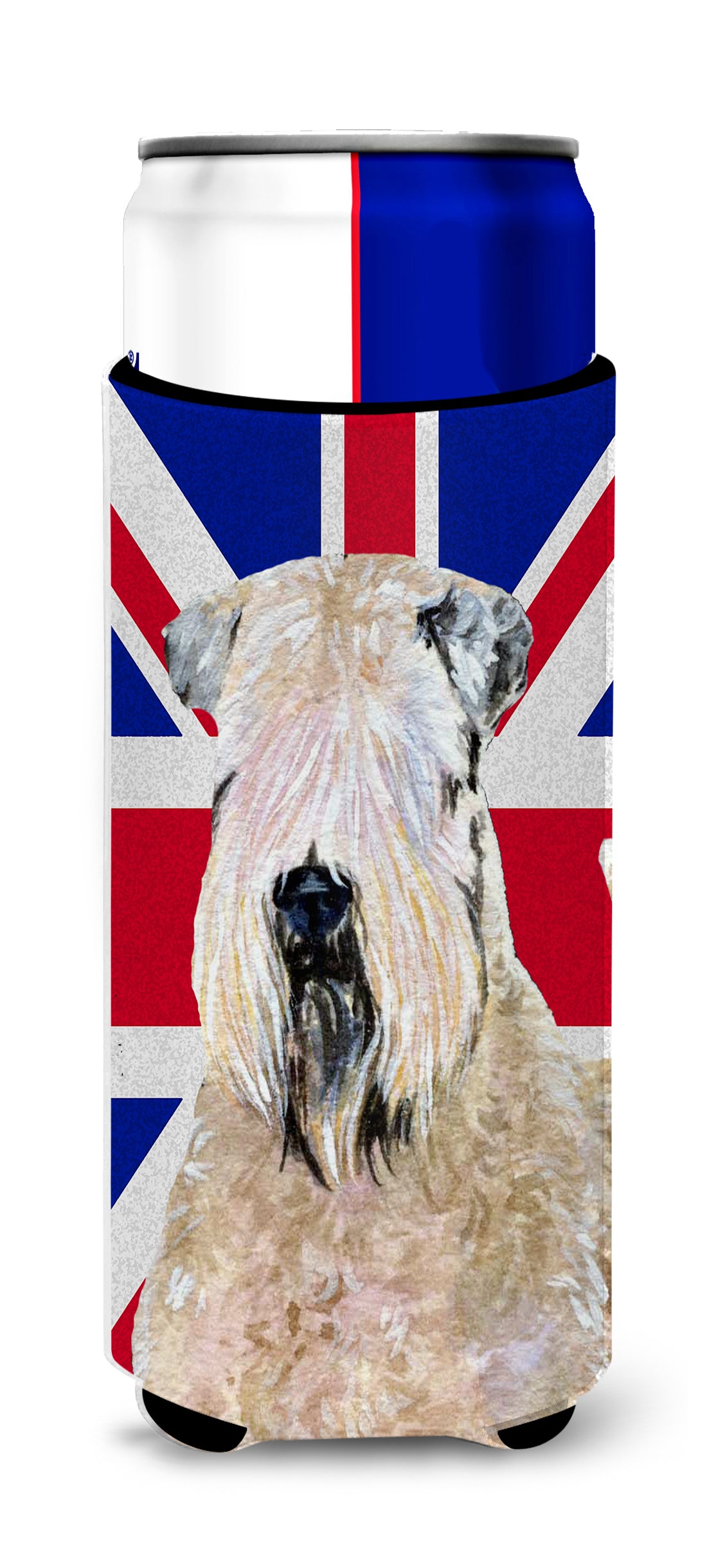 Wheaten Terrier Soft Coated with English Union Jack British Flag Ultra Beverage Insulators for slim cans SS4935MUK.