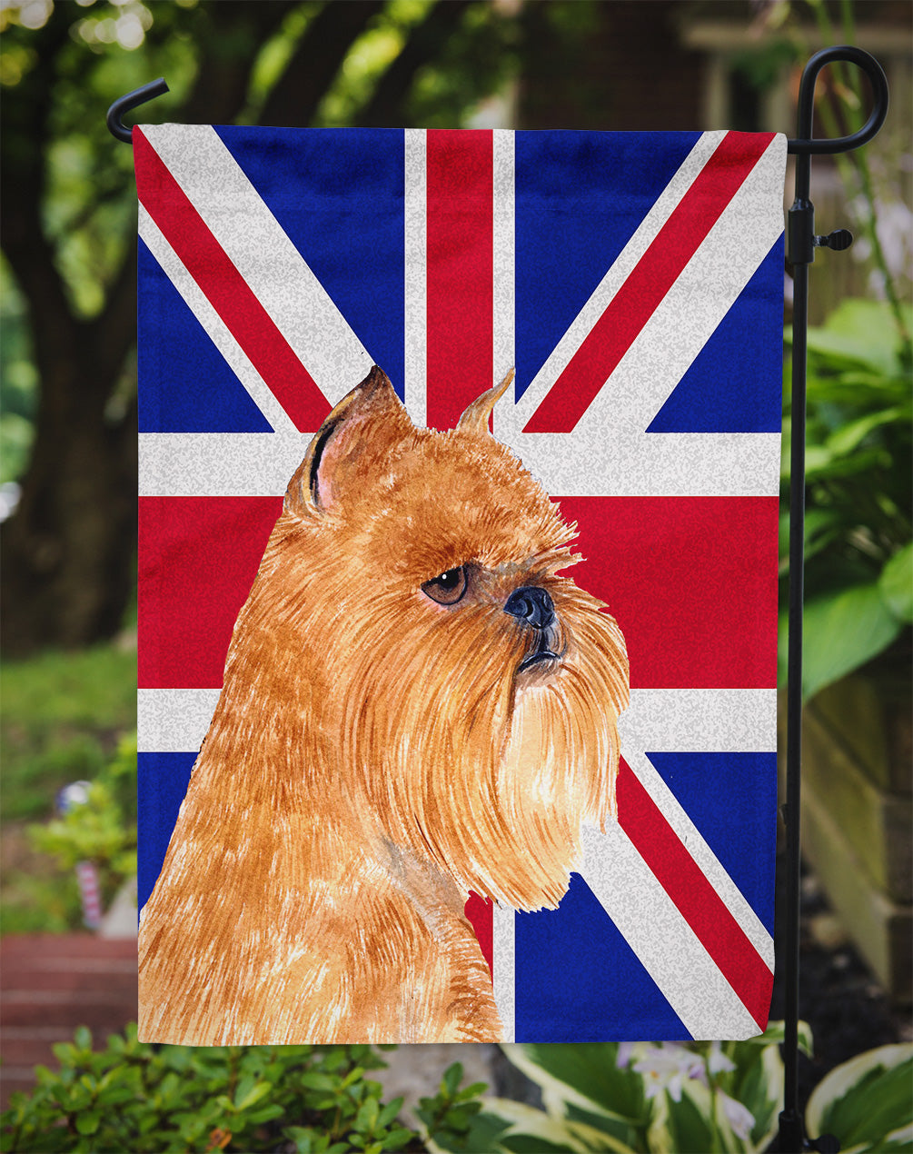 Brussels Griffon with English Union Jack British Flag Flag Garden Size  the-store.com.