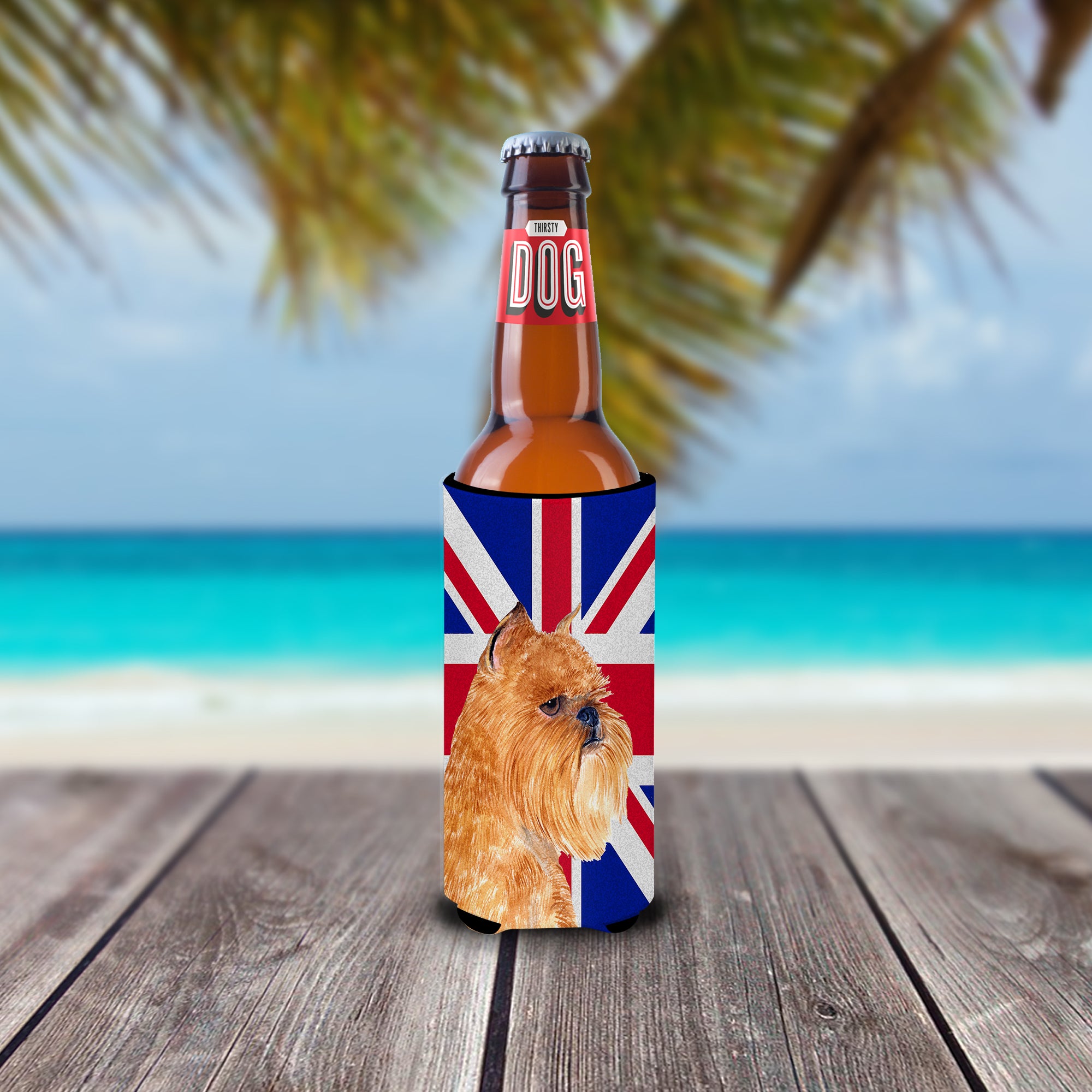 Brussels Griffon with English Union Jack British Flag Ultra Beverage Insulators for slim cans SS4936MUK.