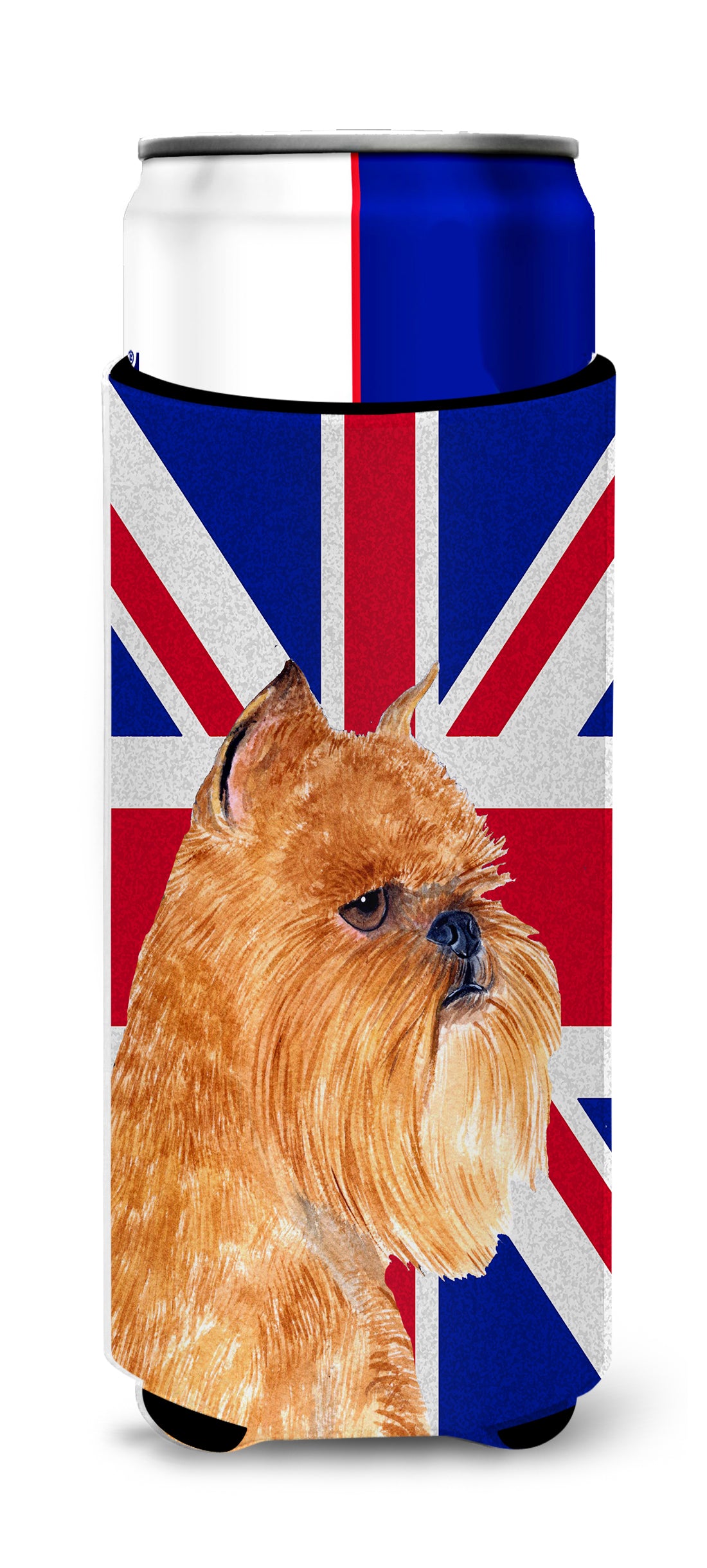 Brussels Griffon with English Union Jack British Flag Ultra Beverage Insulators for slim cans SS4936MUK.