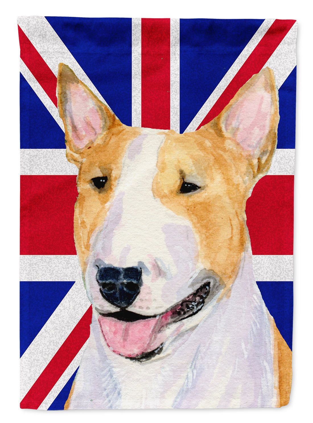 Bull Terrier with English Union Jack British Flag Flag Canvas House Size SS4938CHF  the-store.com.