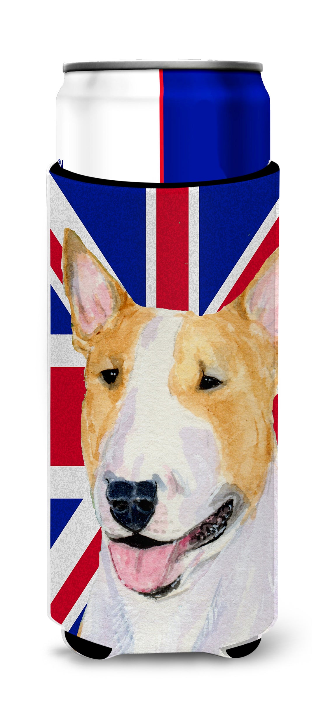 Bull Terrier with English Union Jack British Flag Ultra Beverage Insulators for slim cans SS4938MUK.