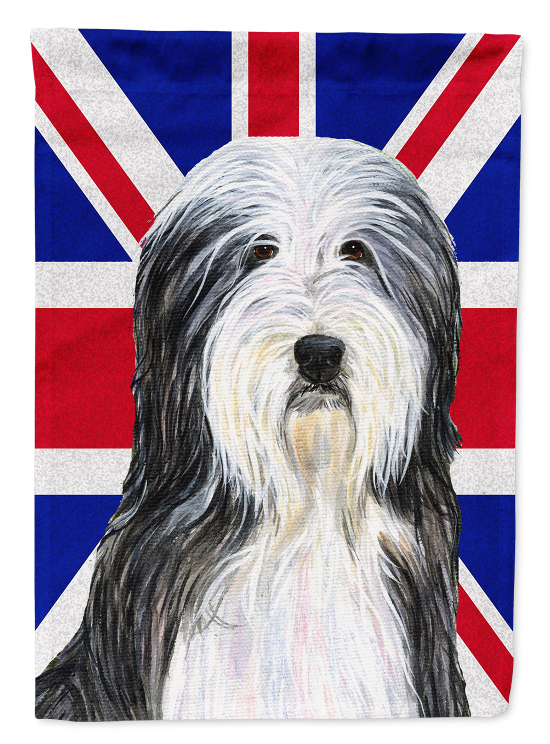 Bearded Collie with English Union Jack British Flag Flag Garden Size  the-store.com.