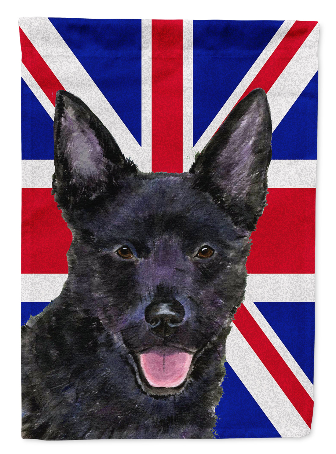 Australian Kelpie with English Union Jack British Flag Flag Canvas House Size SS4940CHF  the-store.com.